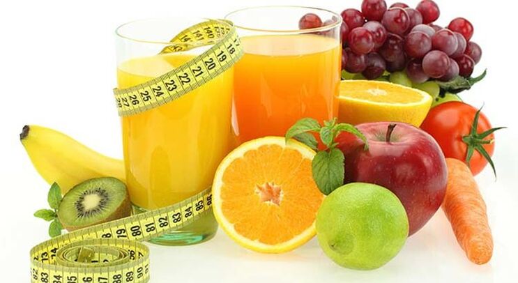 Fruits, vegetables and juices for weight loss on the Favorite diet