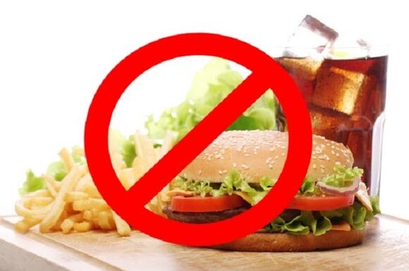 If you have gastritis, fast food and carbonated drinks are prohibited