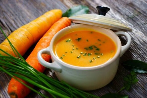 Potato and carrot soup puree in the menu of a gentle diet for gastritis